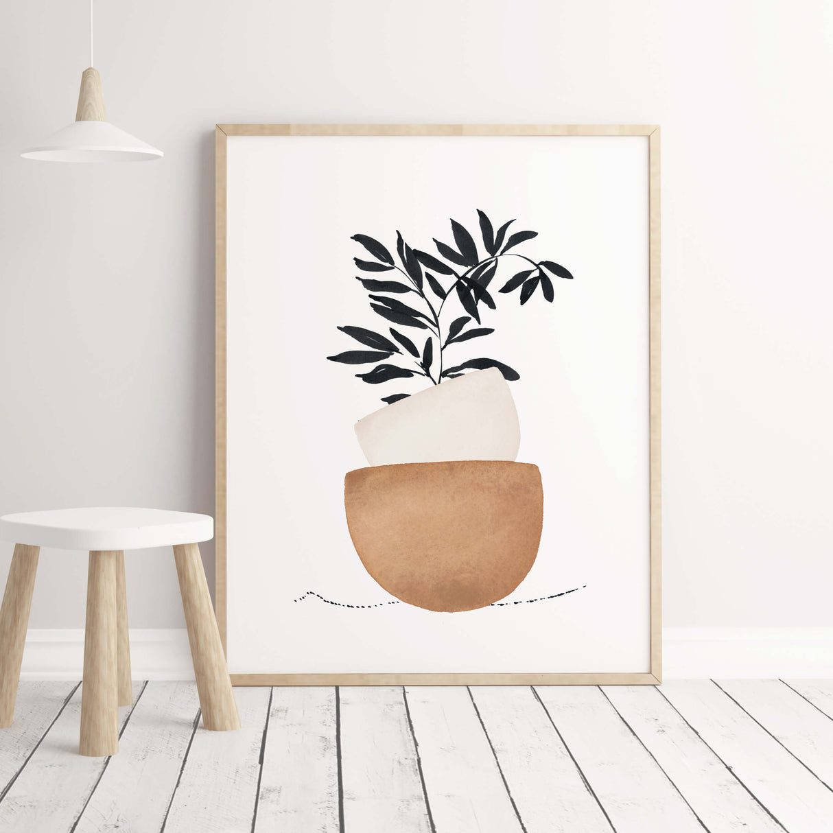 Abstract Landscape and Botanical Prints - Brown - Beige - Black - Set of 6