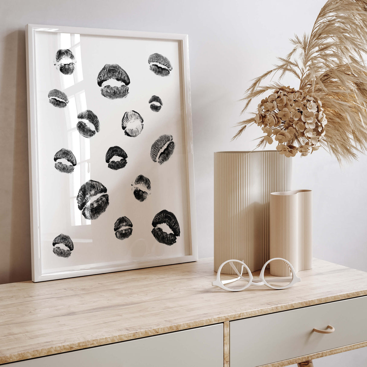 Black lips print for fashion home decor, love home decor, valentine's day home decor.
