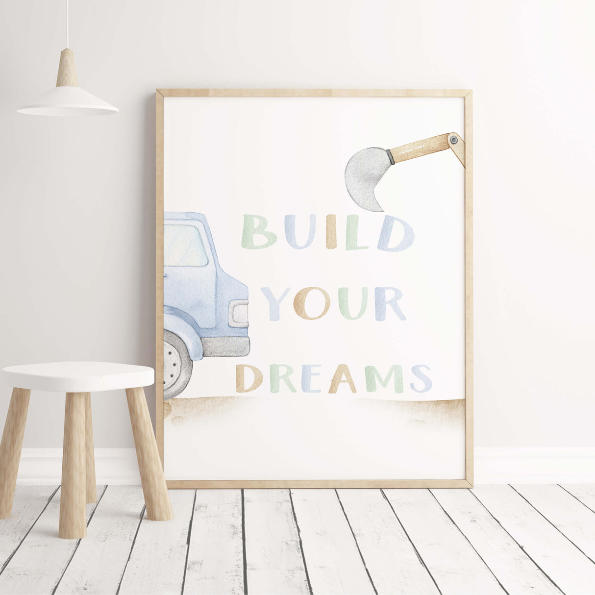 Vehicle printable with build your dreams for toddler and baby boys room decor