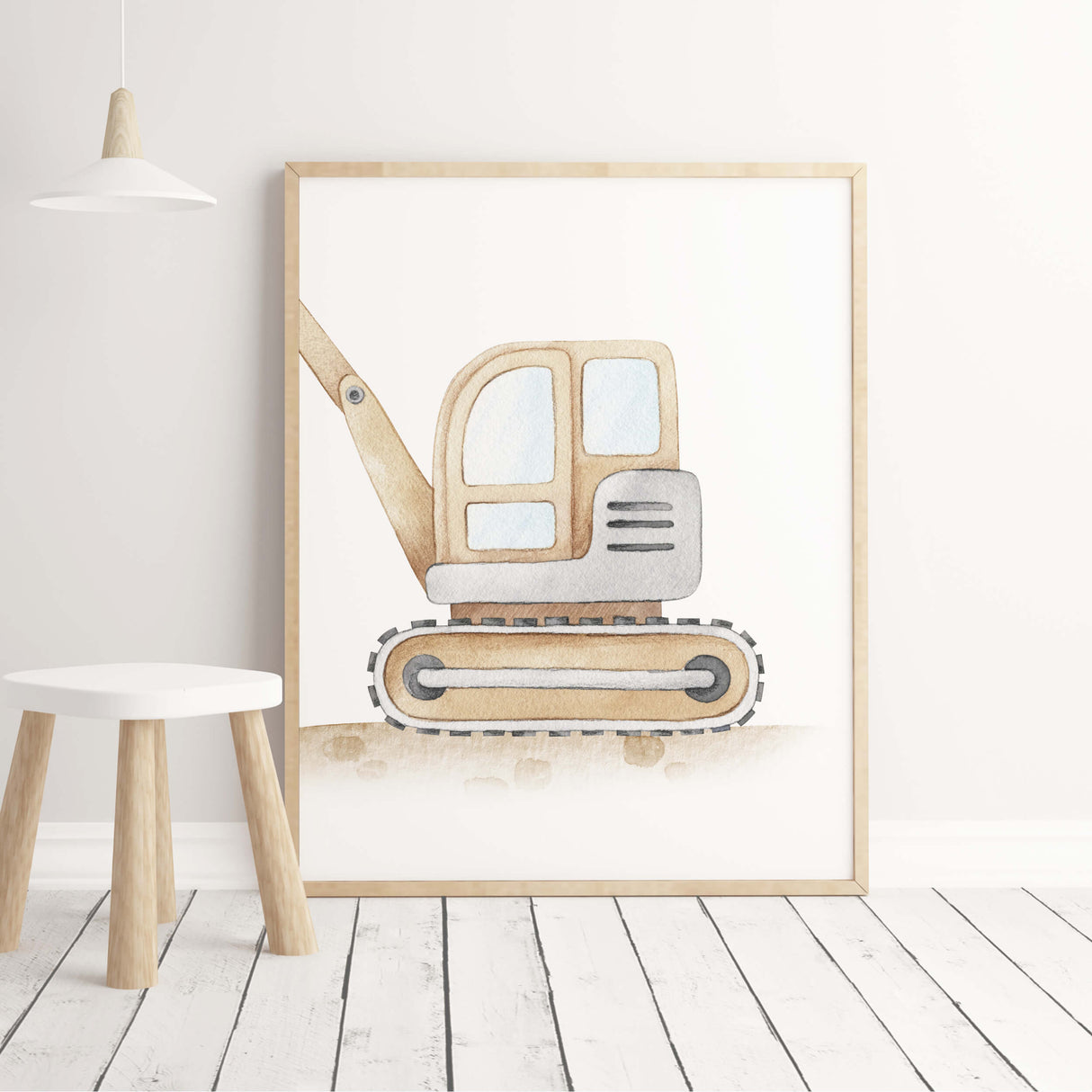 Digger poster with build your dreams for toddler and baby boys room decor