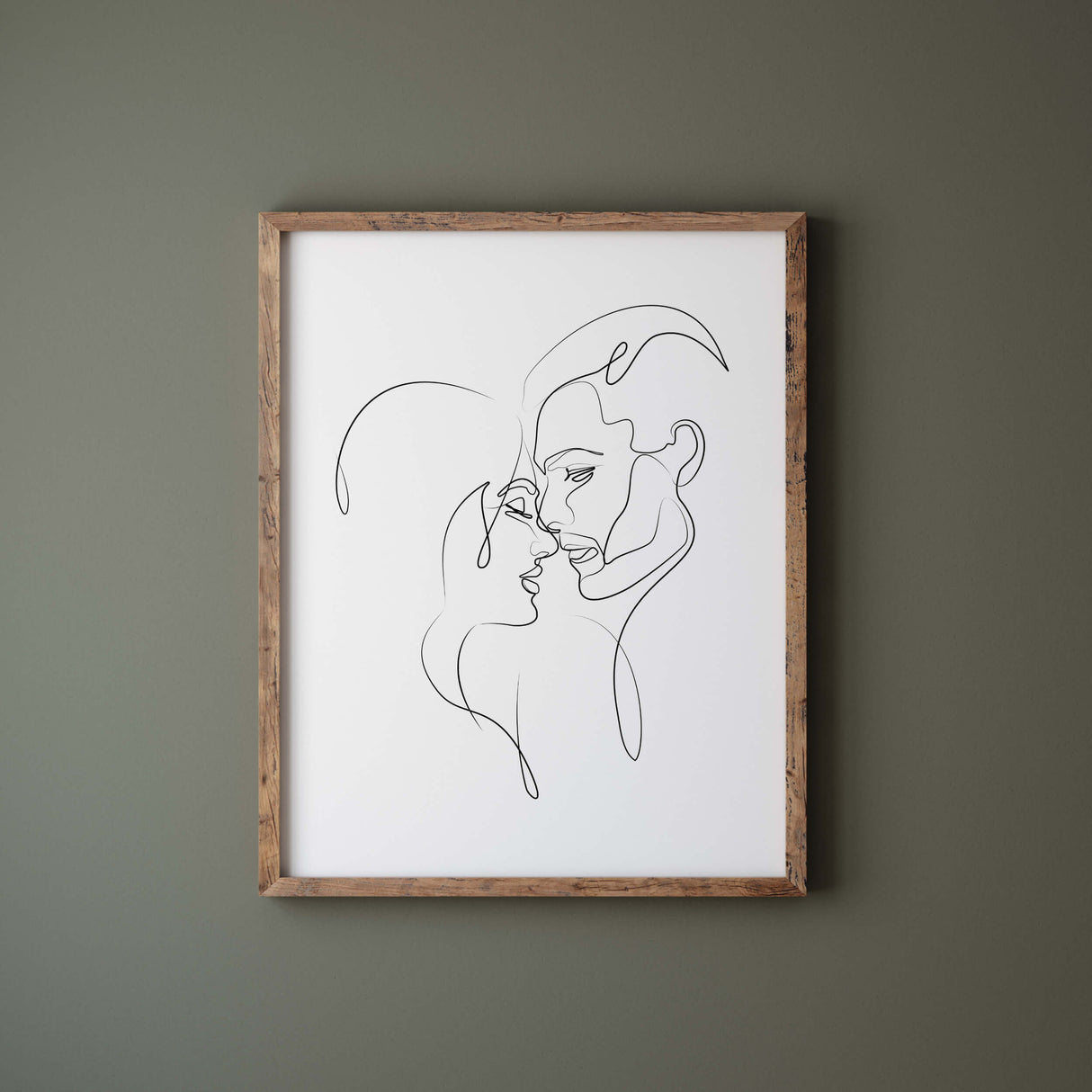 Couple head line art print for black and white minimalist home decor and erotica home decor, bedroom and living room decor.