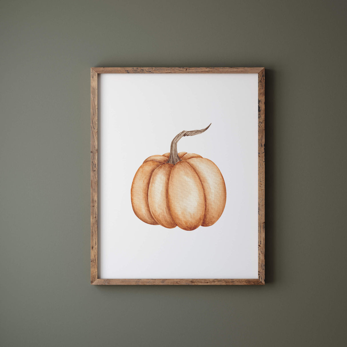 Watercolor orange pumpkin  print for boho autumn decor