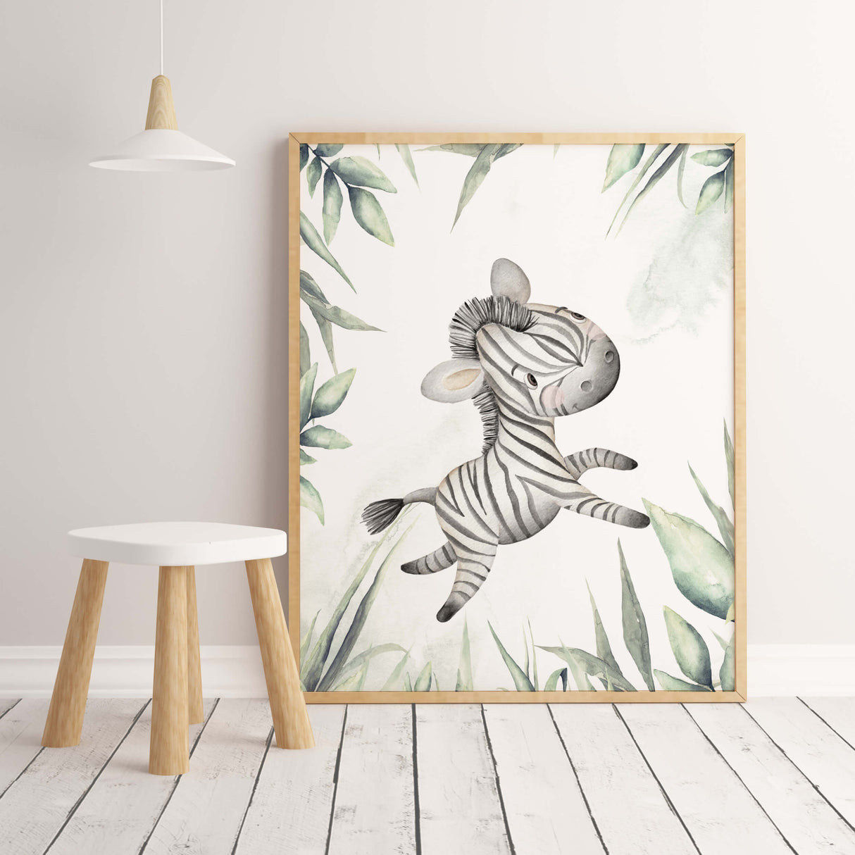 Watercolor safari animals print for gender neutral nursery decor, baby boys room decor, toddler room decor, girls room decor, animals: zebra,