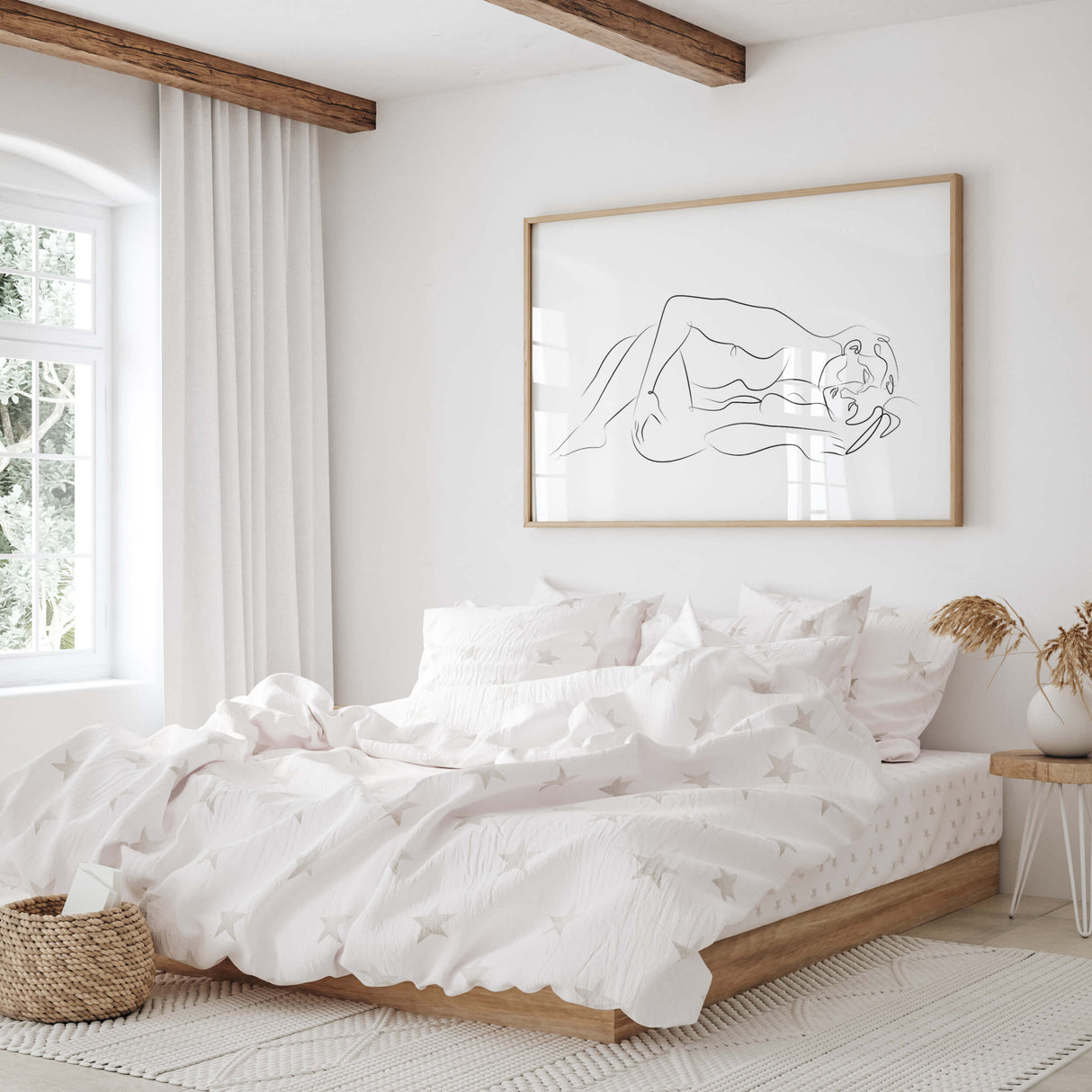 Erotic line art print for minimalist home decor, bedroom decor, living room decor.