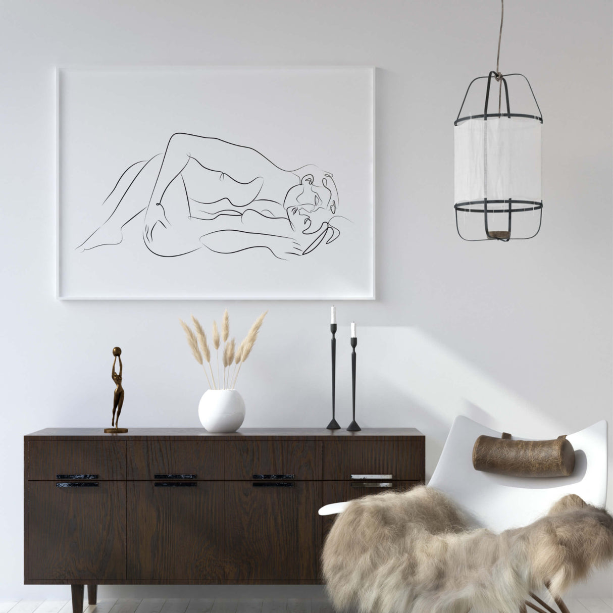 Erotic line art printable for minimalist home decor, bedroom decor, living room decor.