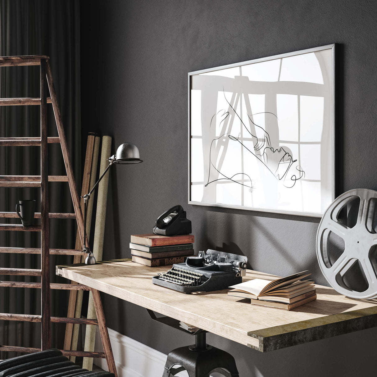 Oral sex line art print for minimalist home decor, bedroom, living room decor.