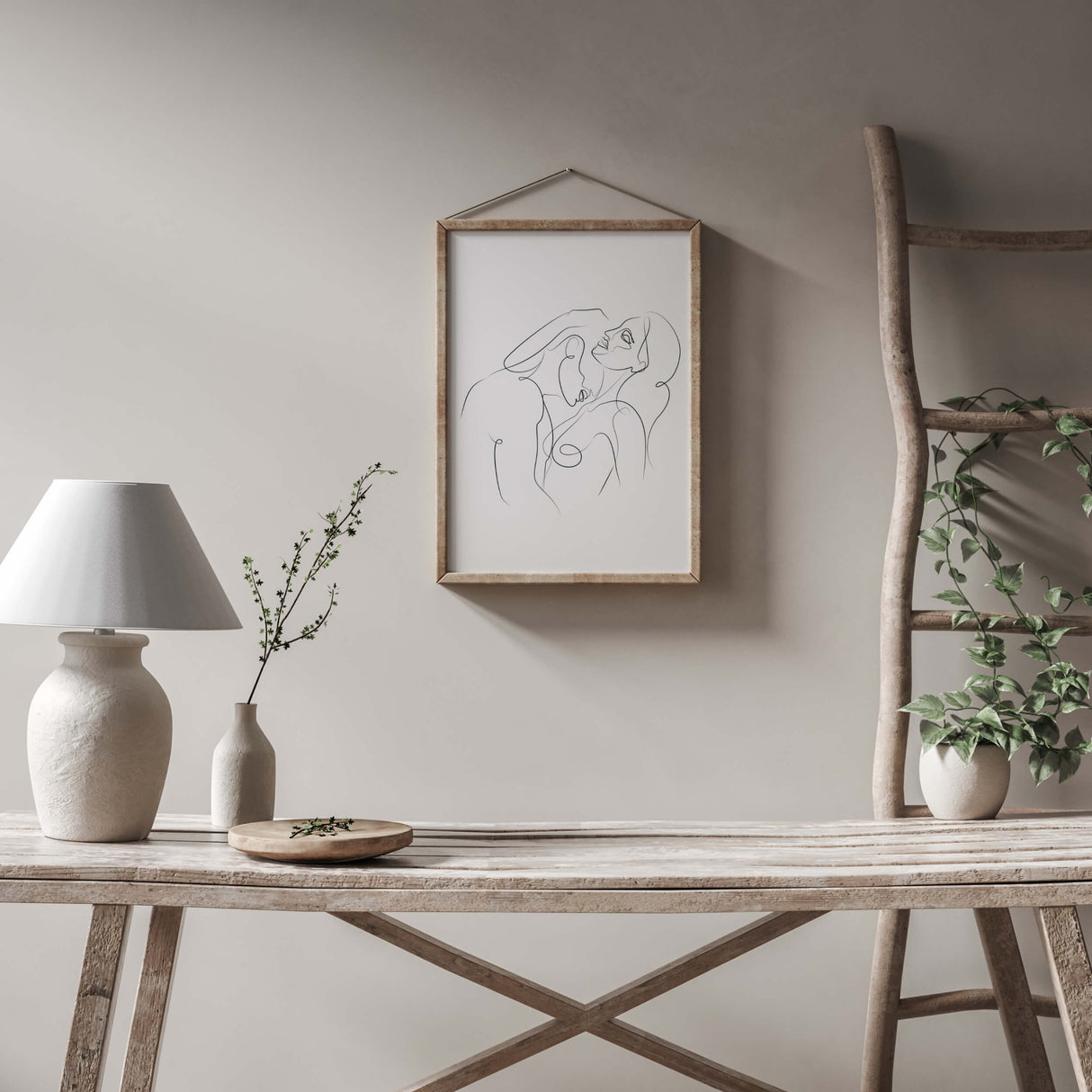 Couple erotic line art printable for minimalist home decor, living room decor, bedroom decor.