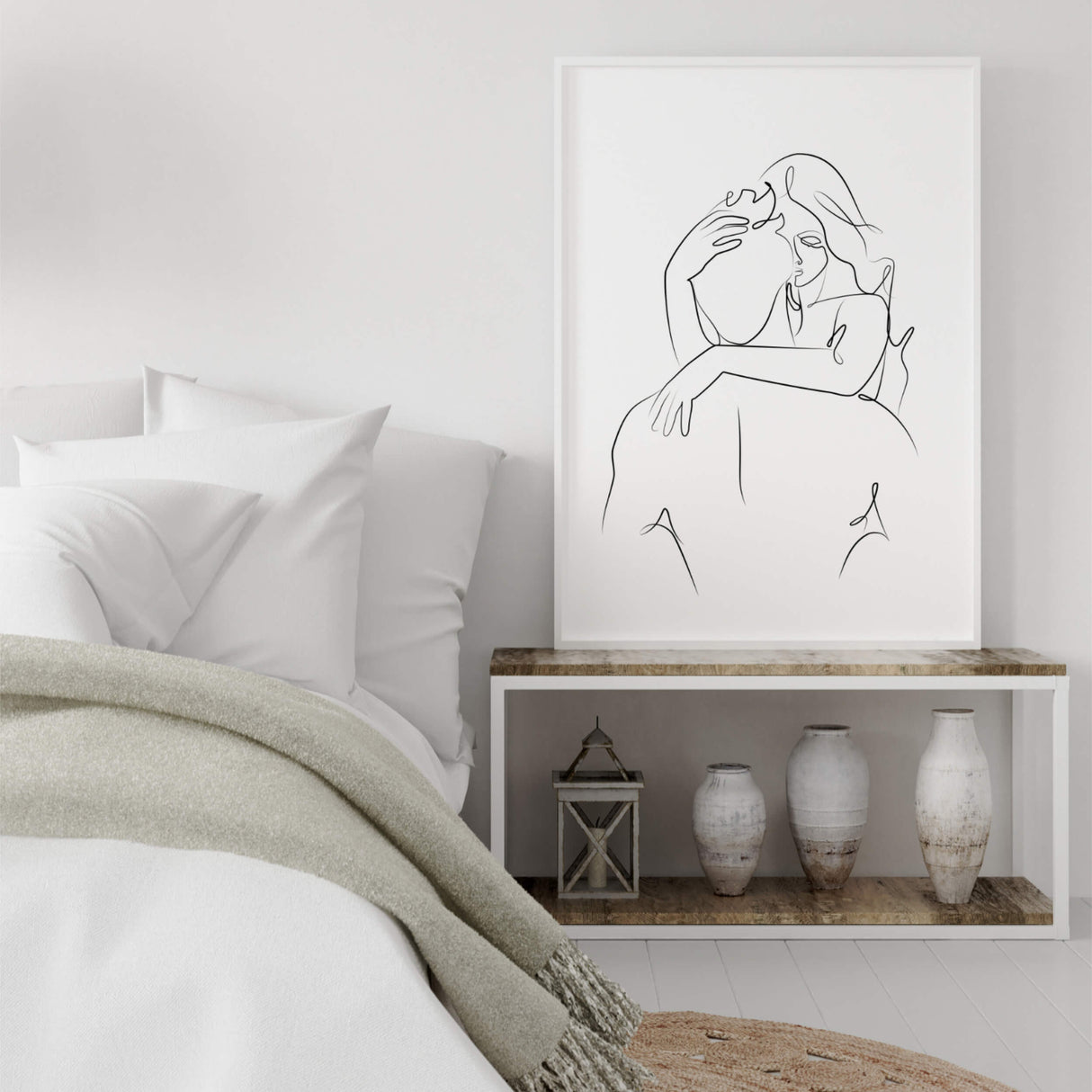 Sexy Woman Sitting On Men Lap line art print for minimalist home decor, bedroom, living room decor, erotic home decor.