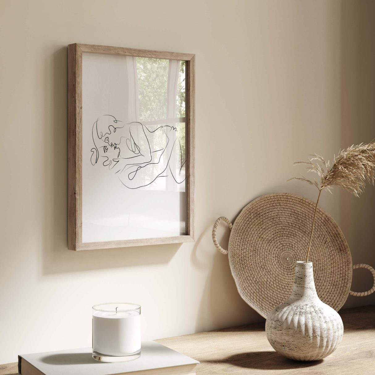 Sexy couple line art print for minimalist home decor, bedroom, living room decor.