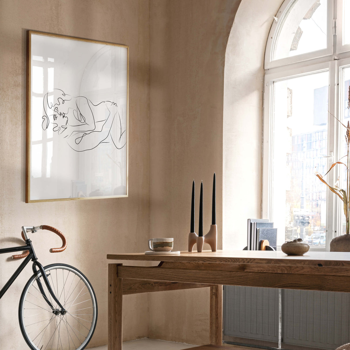 Erotic line art print for minimalist home decor, bedroom, living room decor.