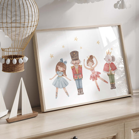 Watercolor nutcracker nursery print for gender neutral nursery decor.