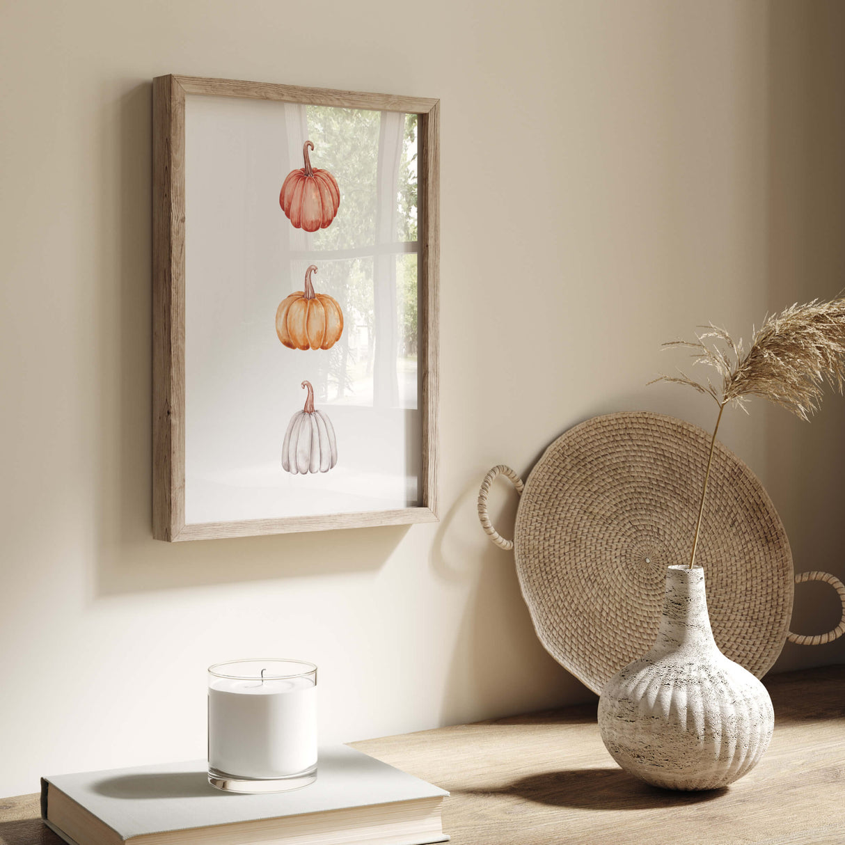 Watercolor pumpkin printable for boho home decor