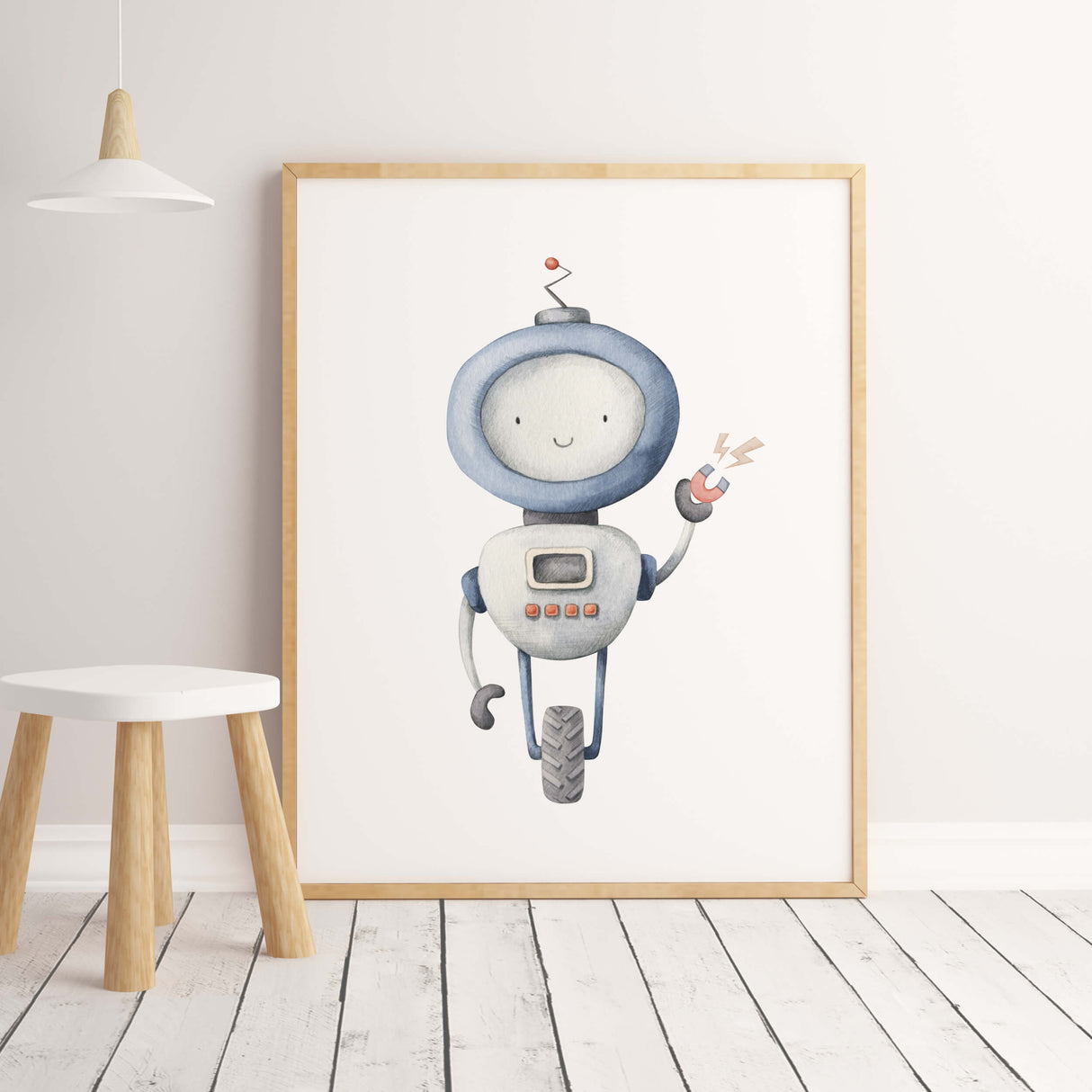 Robot nursery print for boys nursery decor.