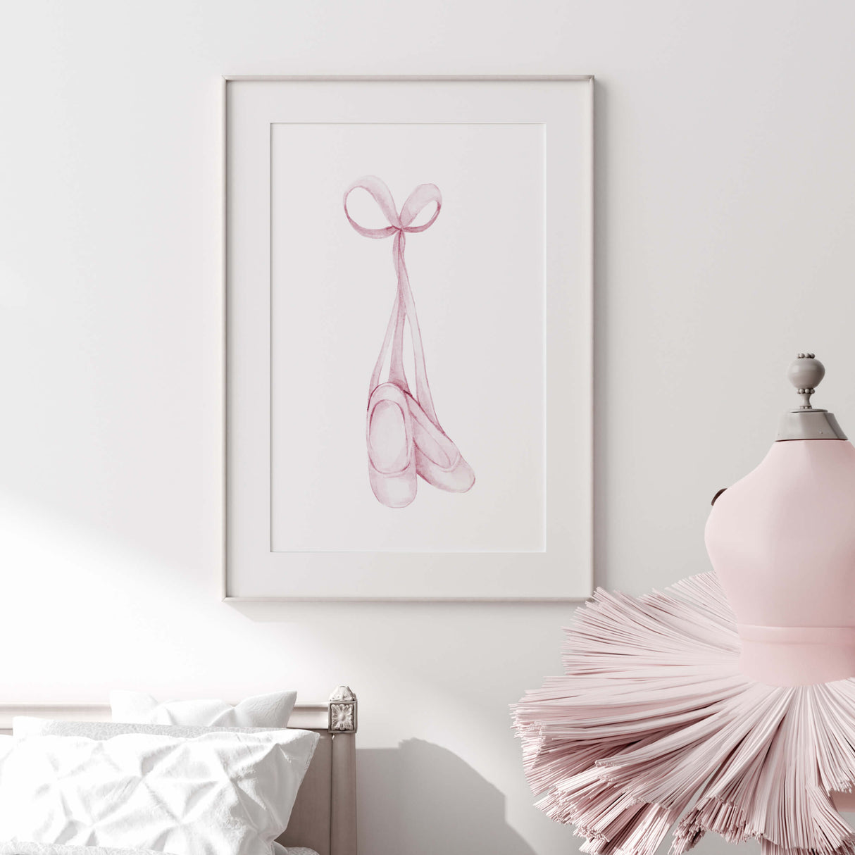 Watercolor pink ballerina poster
