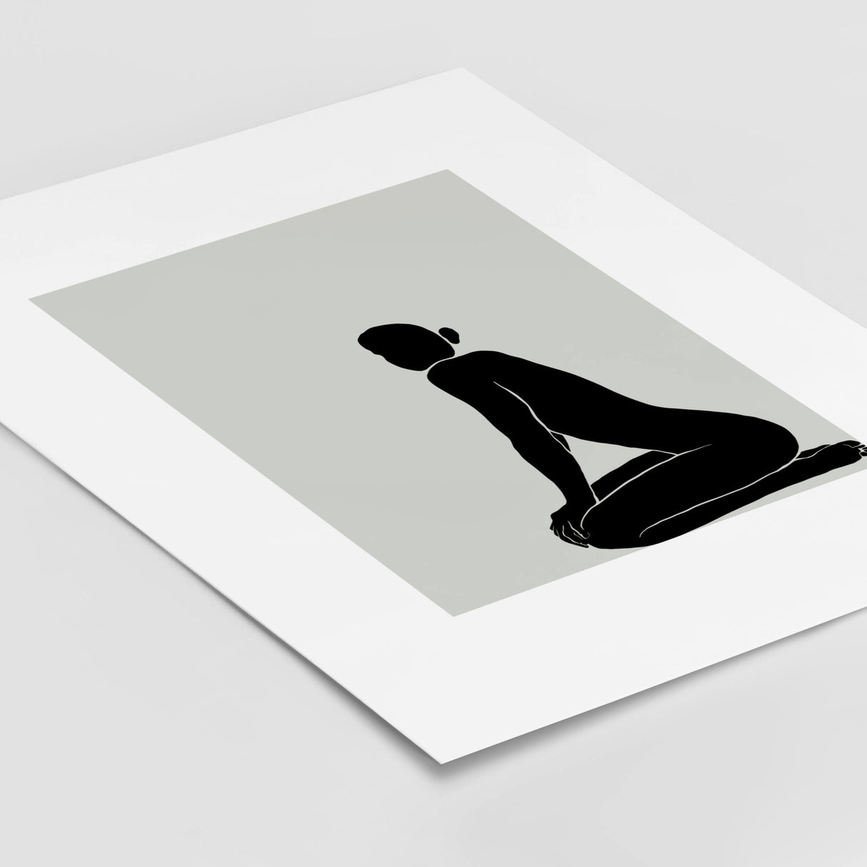 Abstract silhouette of naked female bodies print with sage green background for minimalist home decor, black and sage green home decor, abstract home decor.