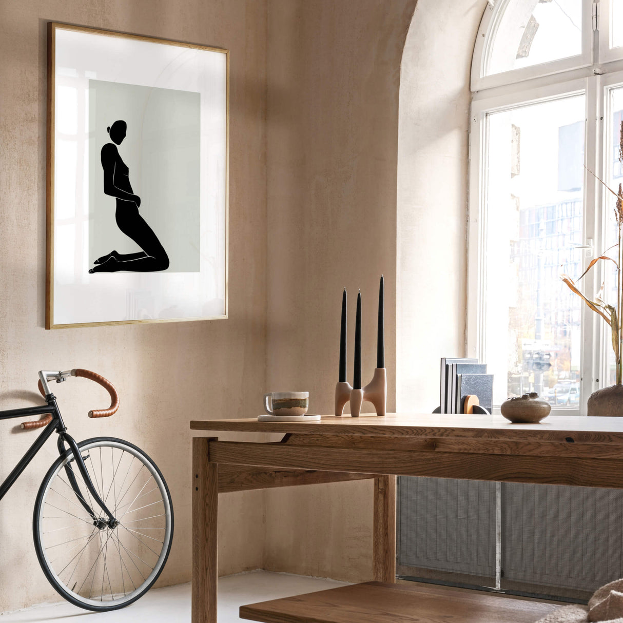 Abstract silhouette of naked female bodies print with sage green background for minimalist home decor, black and sage green home decor, abstract home decor.