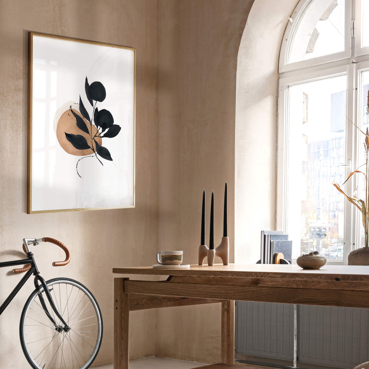 Abstract Landscape and Botanical Prints - Brown - Beige - Black - Set of 6