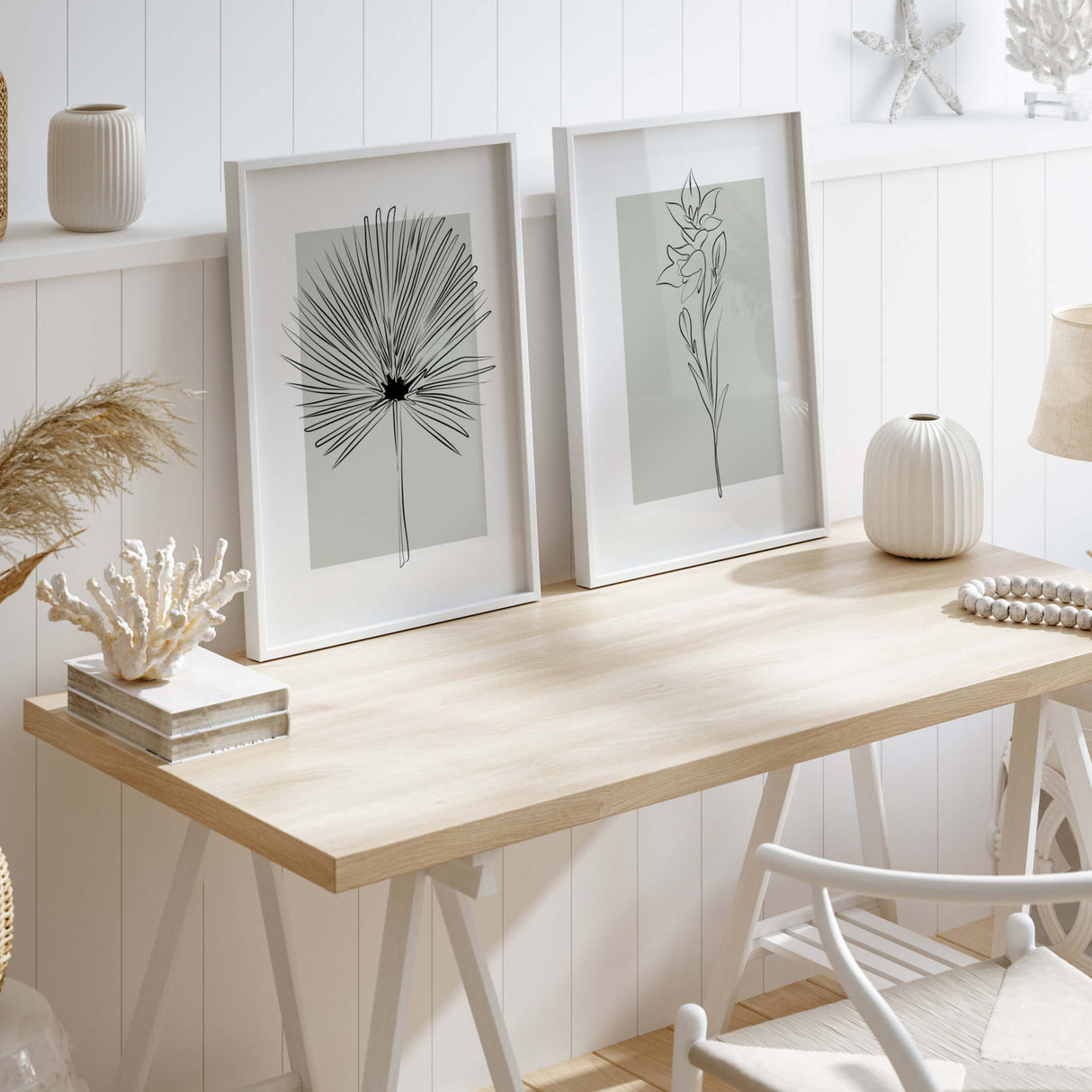 Abstract flower line art printable with sage green background for neutral home decor, abstract home decor, modern home decor, scandinavian home decor, beige home decor, white home decor.