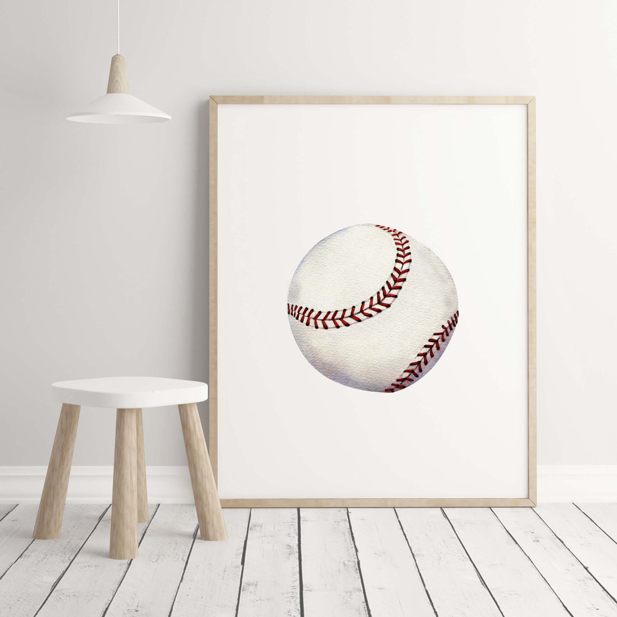Watercolor baseball nursery print with ball for baby boys room decor, toddler room decor, baseball nursery decor, sport nursery decor, kids room decor.