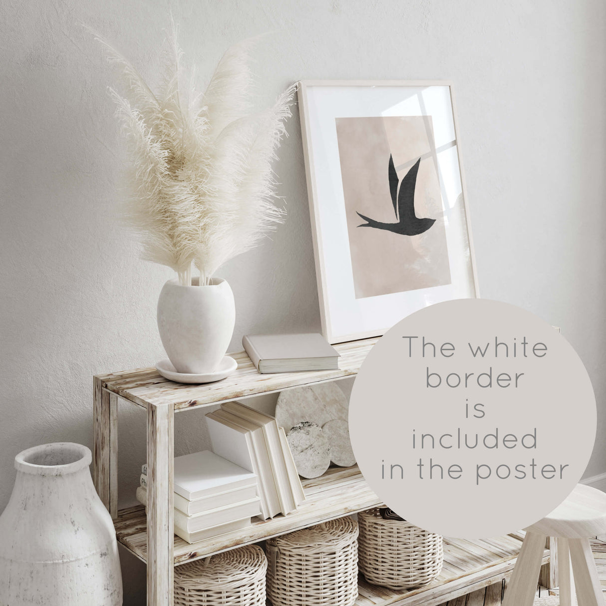 Set of 3 watercolor wabi-sabi black bird print with beige background for wabi sabi home decor, minimalist home decor, beige home decor