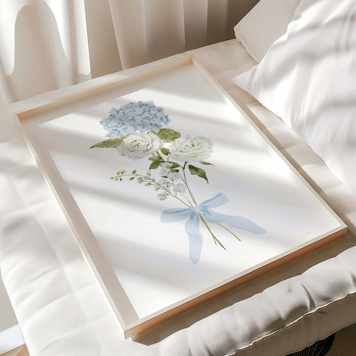 elegant pastel blue floral wall prints digital downloads for modern botanical home decor