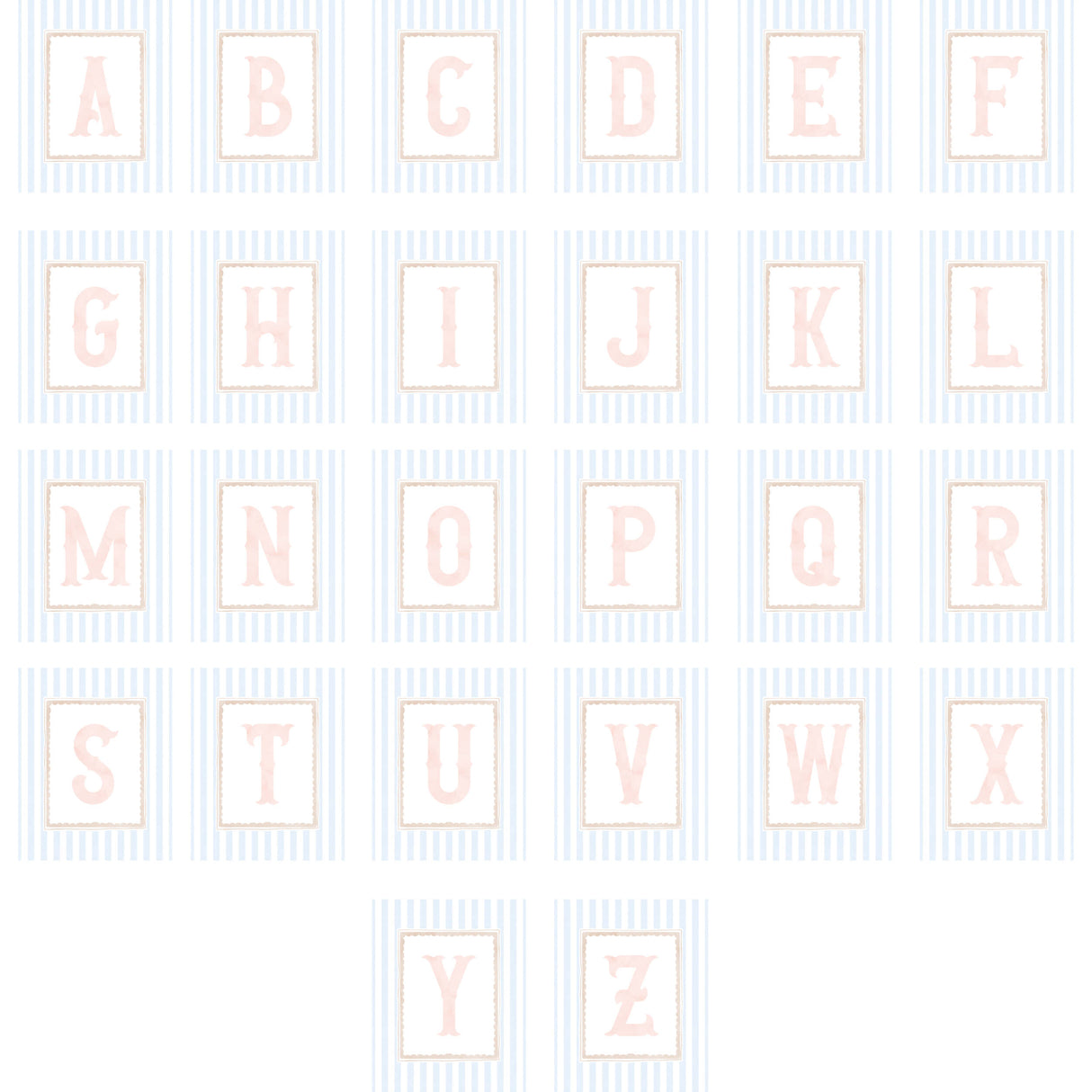 Baby girl name initial print pink monogram wall art digital download