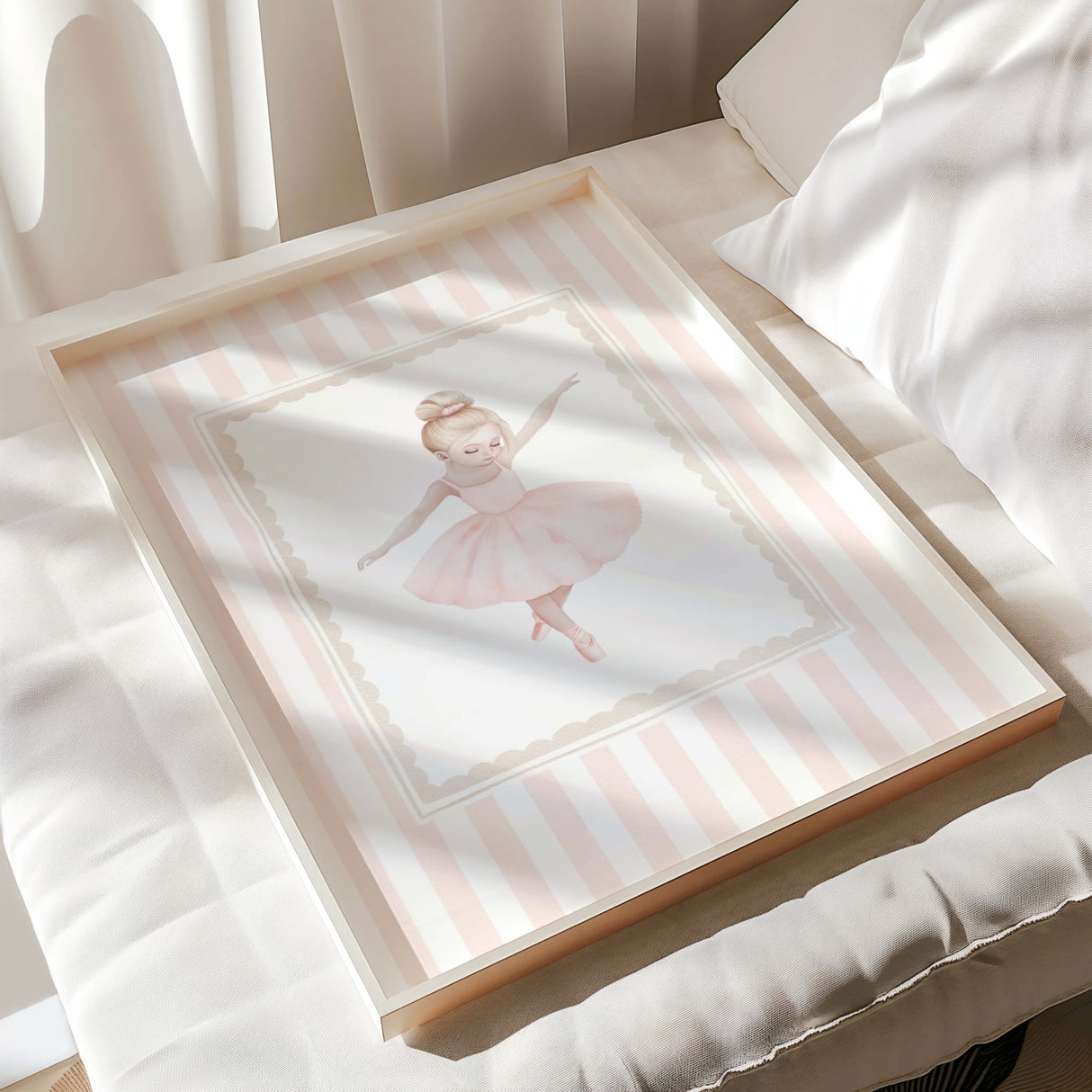 Ballerina and swan princess prints blush pink watercolor nursery wall art set