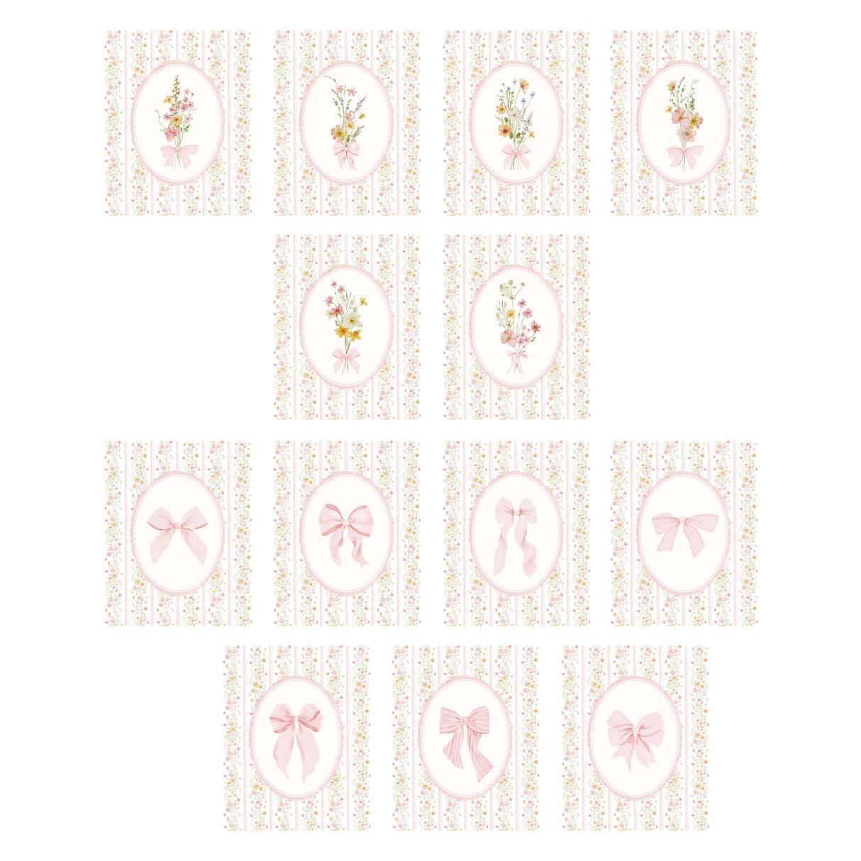 Pink vintage nursery wall decor with wildflowers and bow artwork