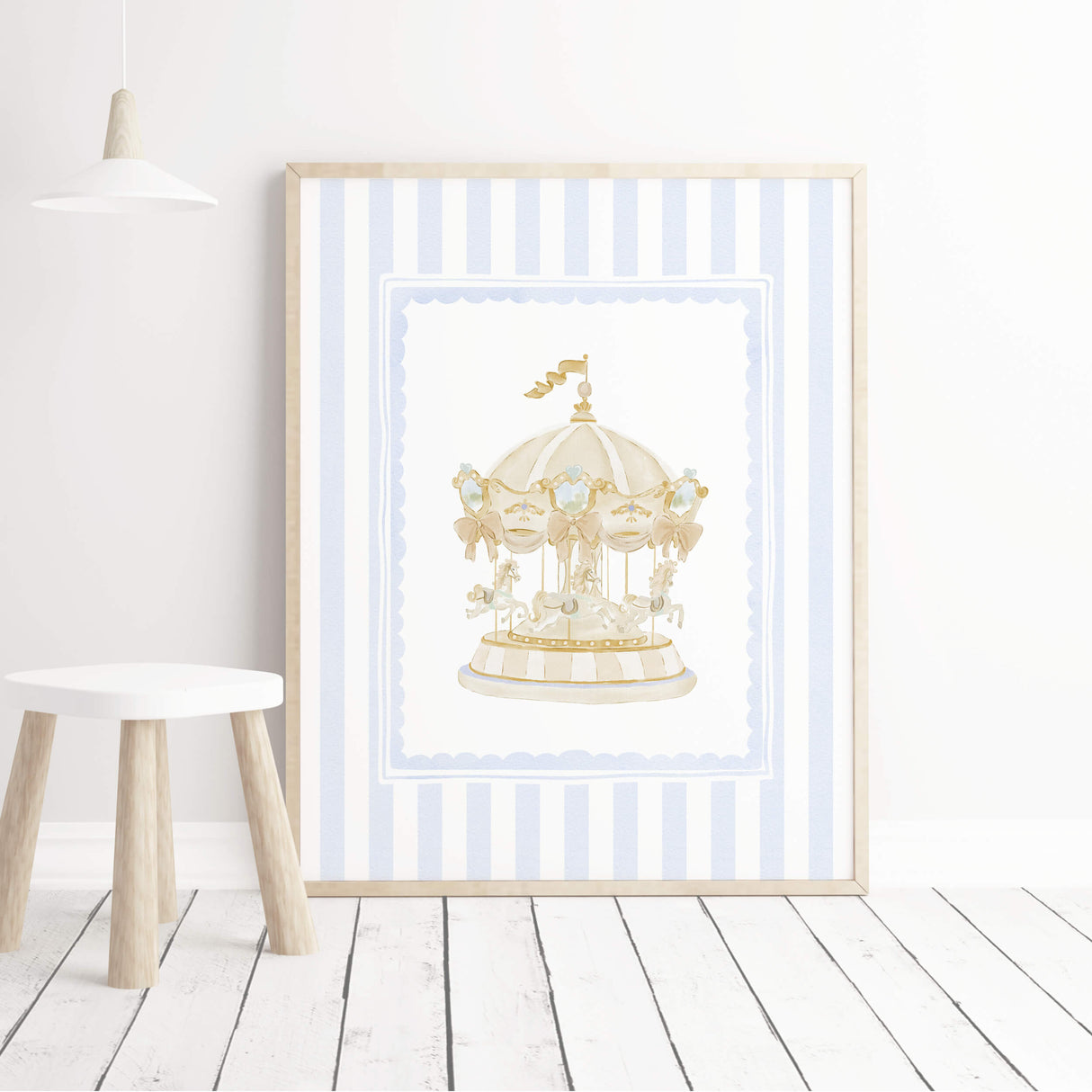 vintage style nursery art collection pastel circus illustrations and custom initial prints for kids bedroom