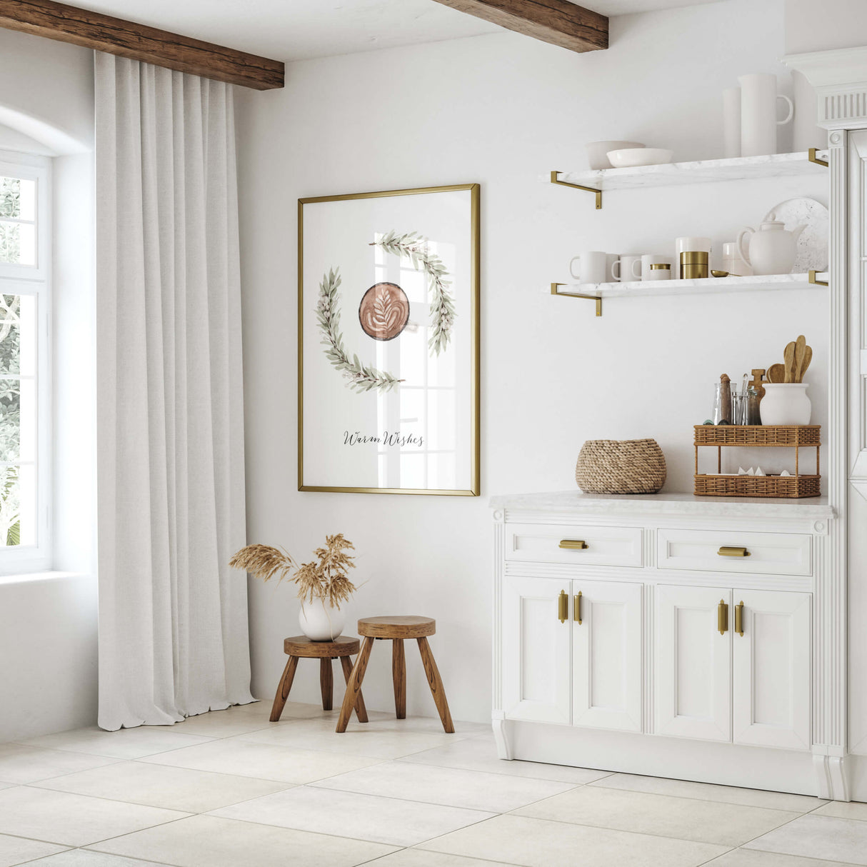 Merry Christmas Print - Pine Branch with Christmas Balls - Christmas Decor - Winter Decor - Set of 6