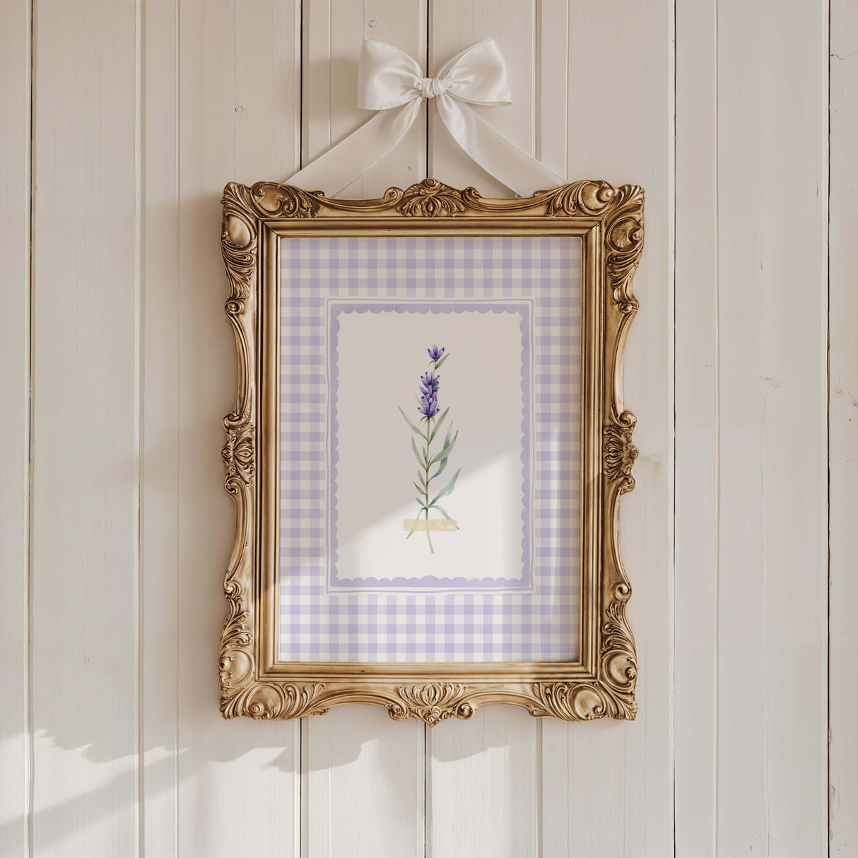 French country style lavender printables with purple plaid accents