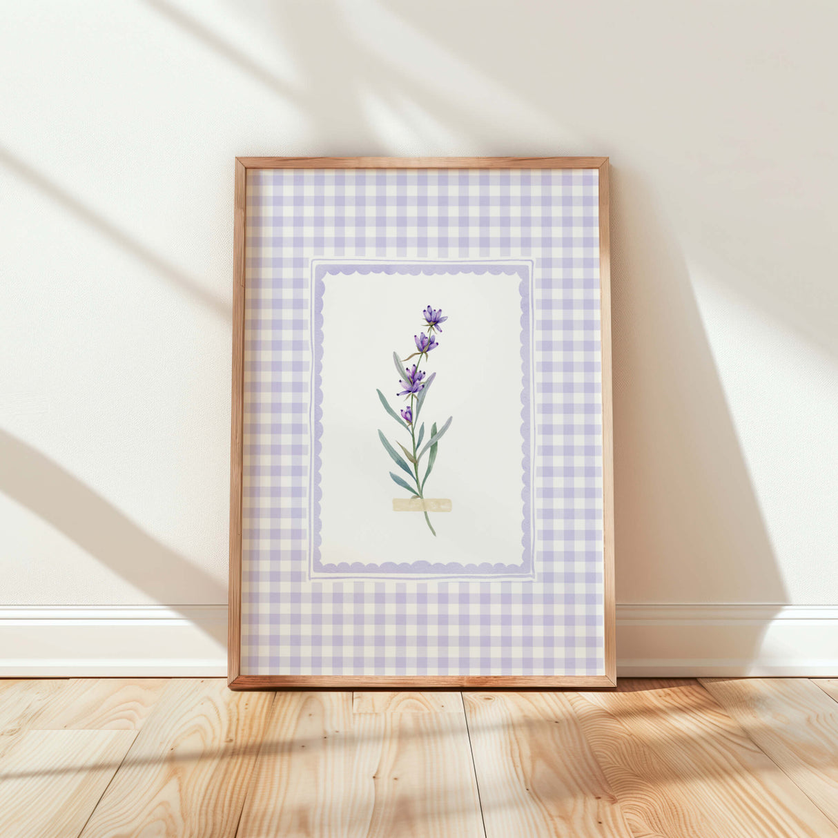 Coquette gingham lavender floral wall decor digital files