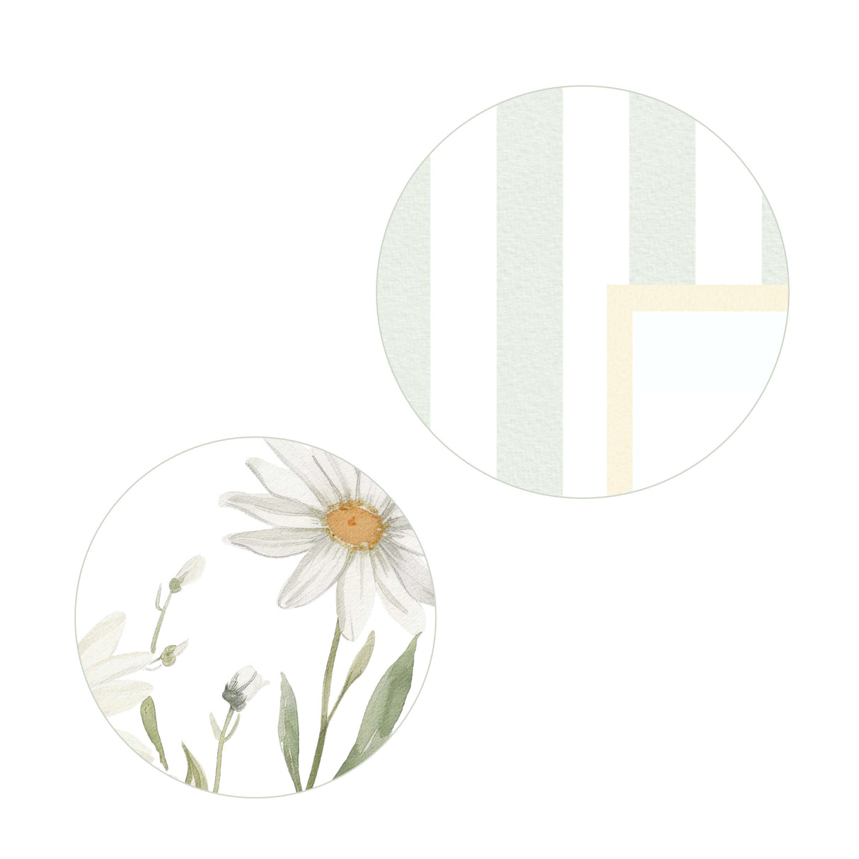 Cottagecore floral wall art daisy print in soft pastel sage green tones