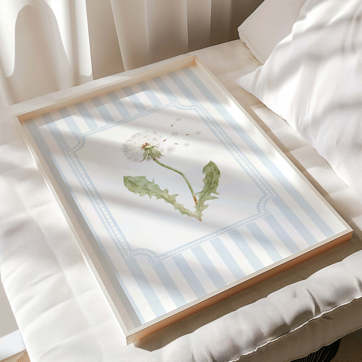 Wildflower nursery printable set with blue stripes and botanical theme