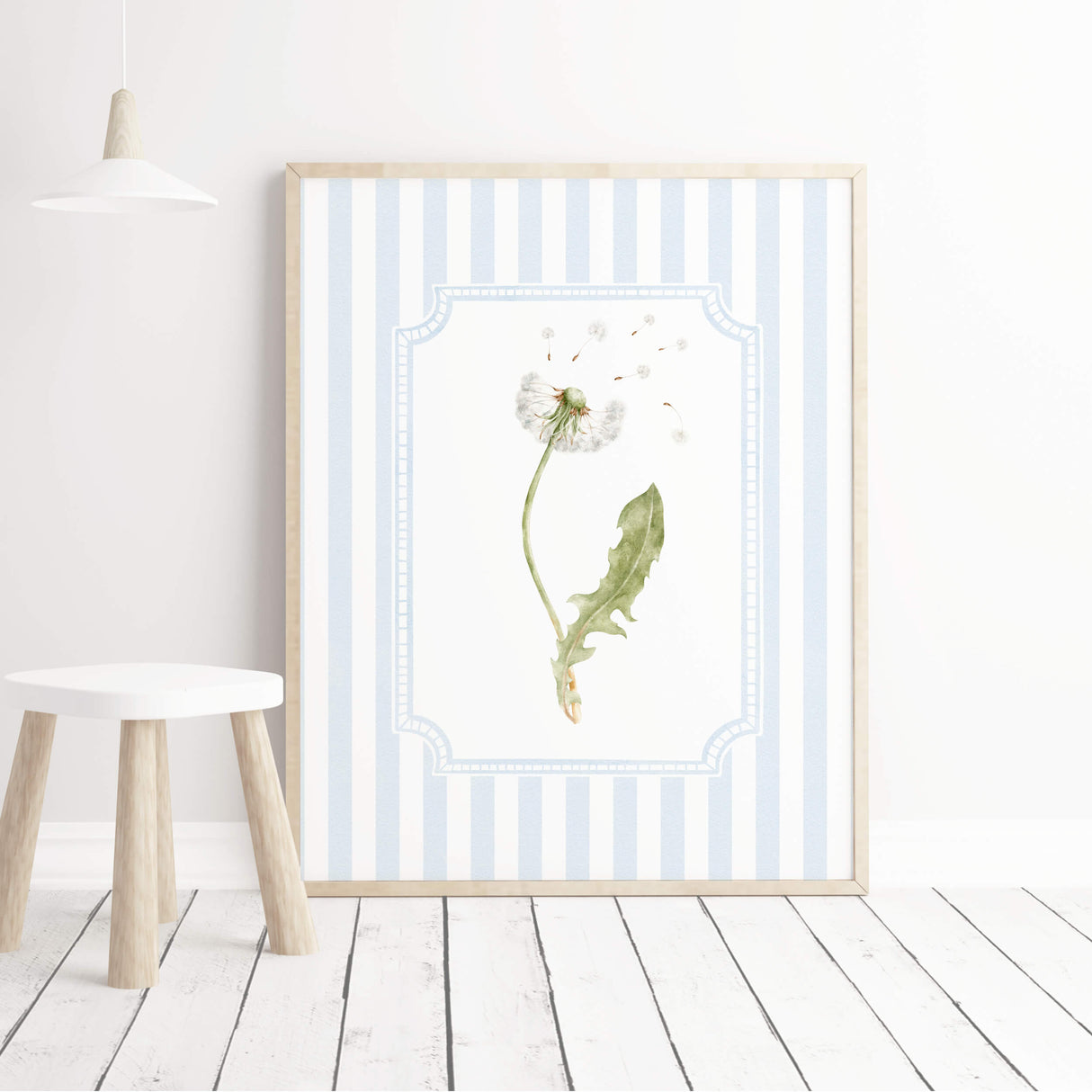 Boys room floral printable artwork with wildflowers and soft pastel tones
