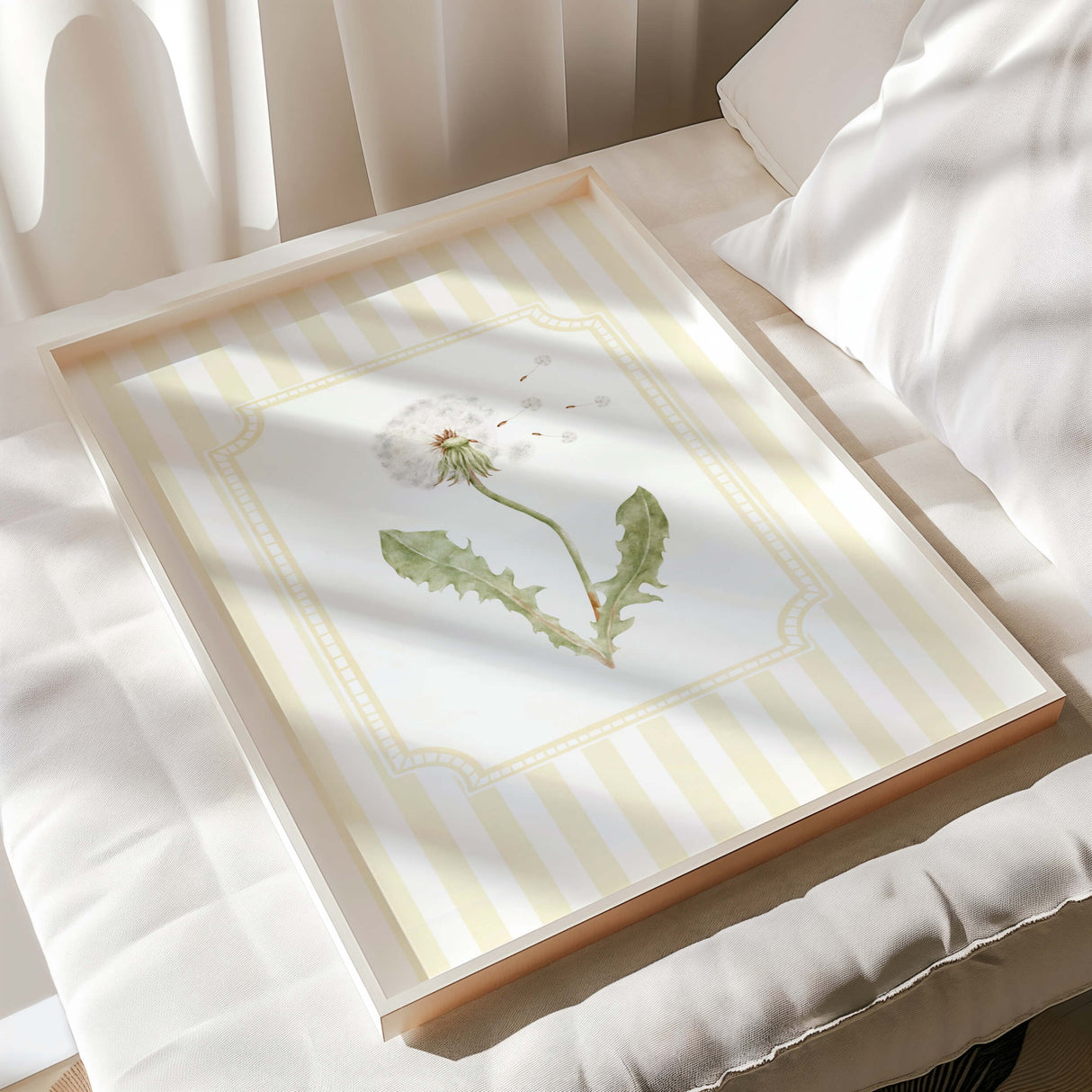 Yellow Dandelion Printable Wall Art Set of 6 Striped Botanical Nursery Decor Download