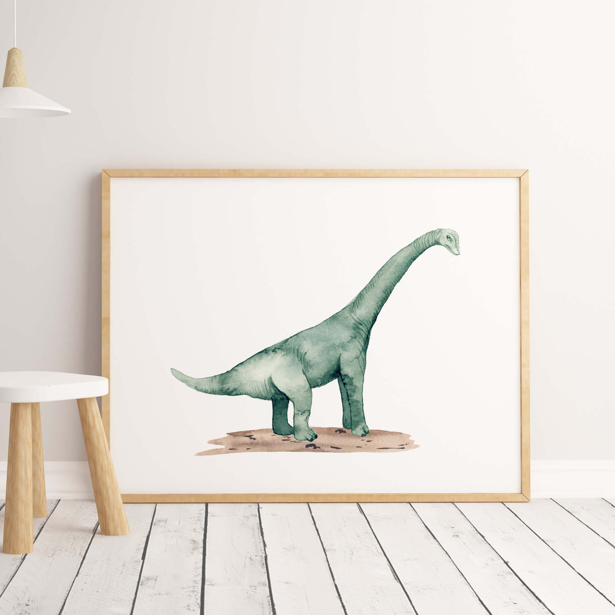 Mint dinosaur print for little boys room decor.