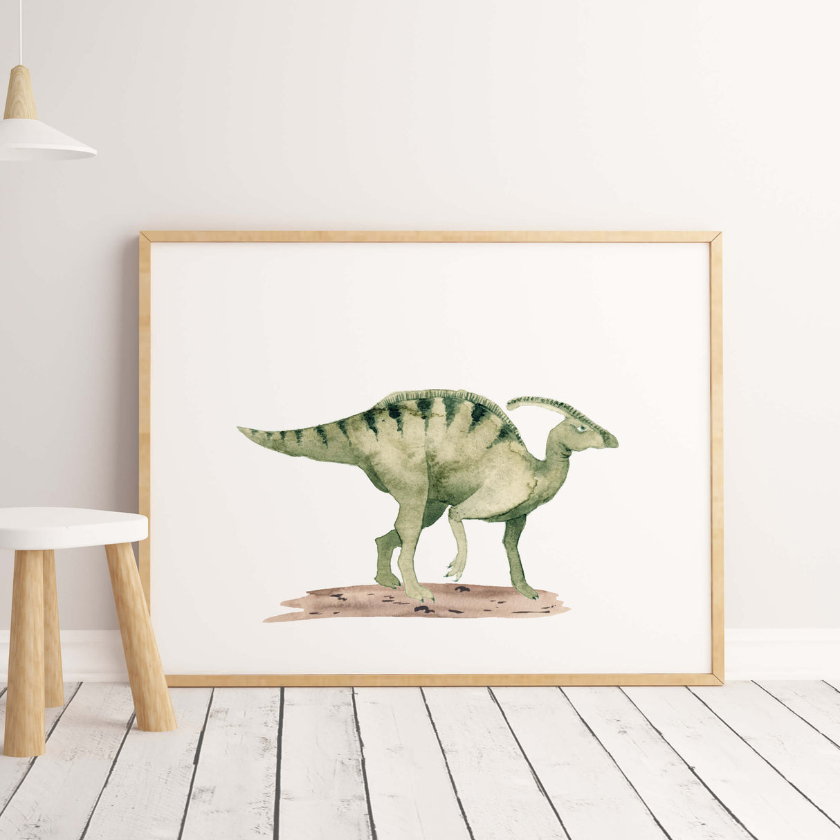 Dino print for green nursery decor.