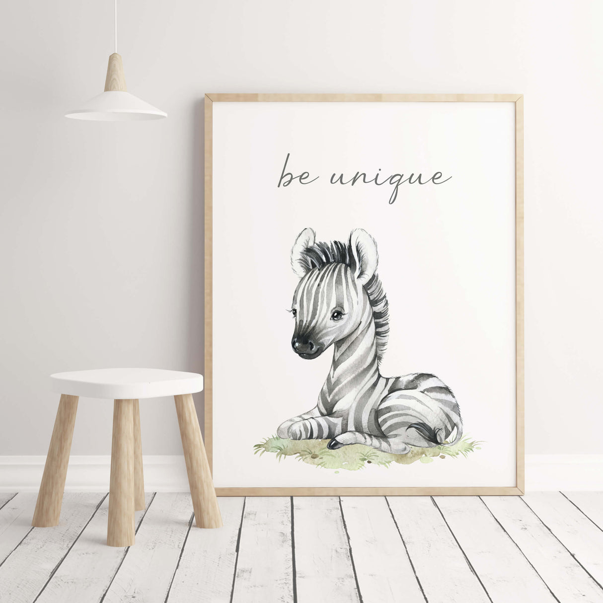 Watercolor zebra print with be unique inspirational quote for gender neutral nursery decor.