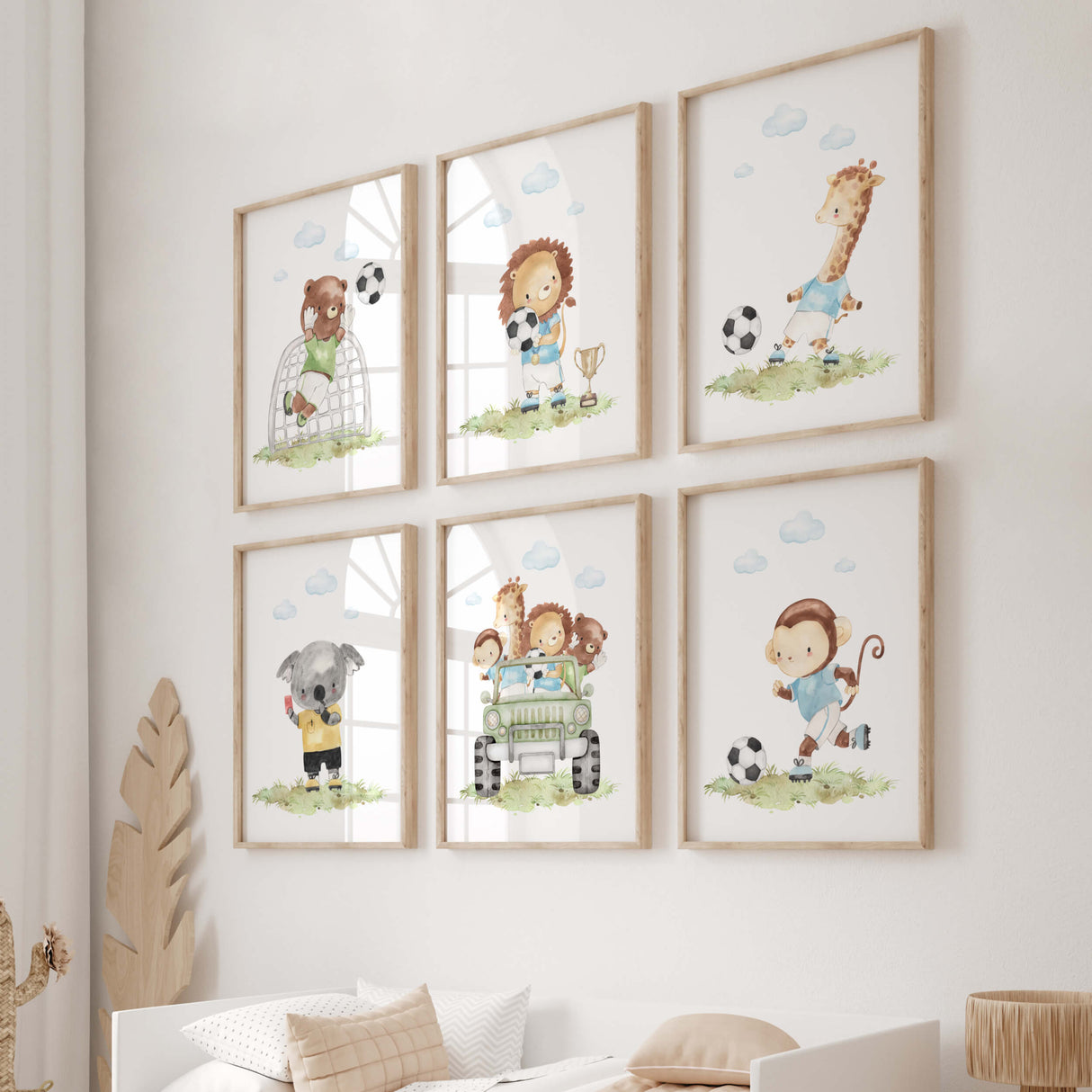 Watercolor football nursery printable for nursery decor.