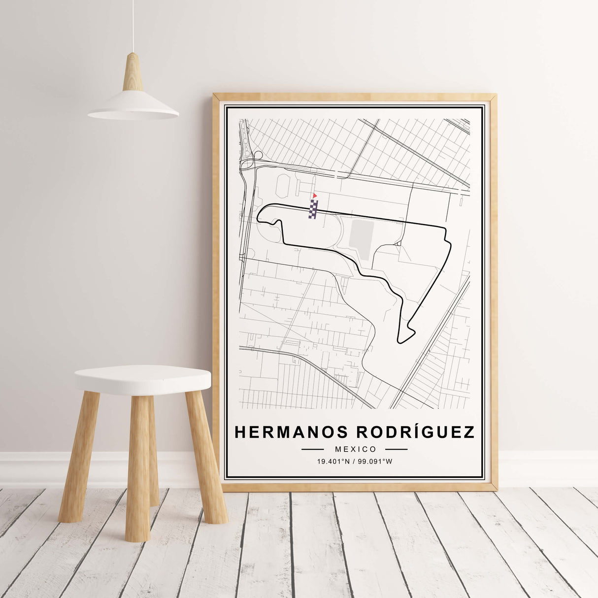 Hermanos Rodríguez Formula1 map circuit printable for F1 fan minimalist home decor