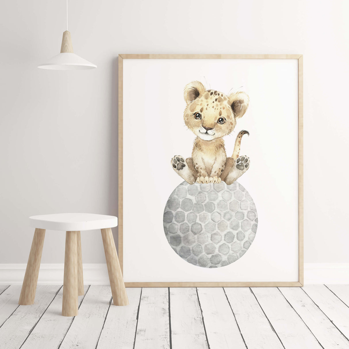 Sports Ball Nursery Prints with Safari Animals - Set of 6