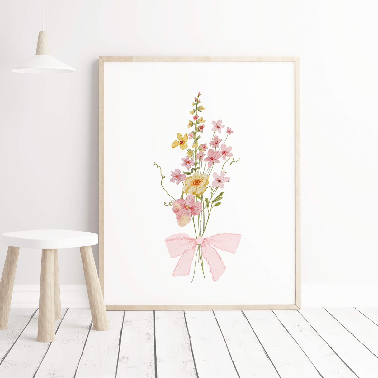 soft pink and yellow flower wall prints watercolor floral artwork for nursery and bedroom decor