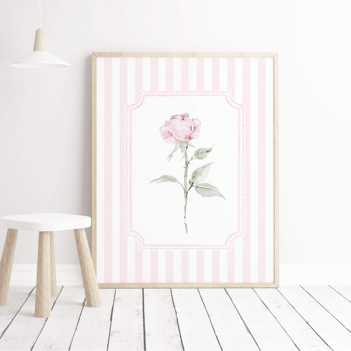 Pink roses printable botanical wall art set of floral digital prints cottage style decor