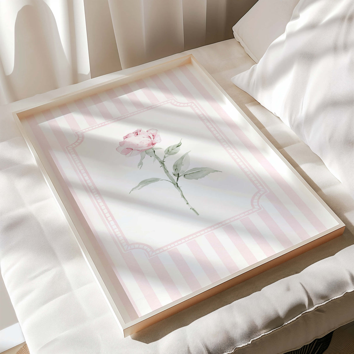 Elegant rose wall art printable romantic botanical illustration digital floral poster