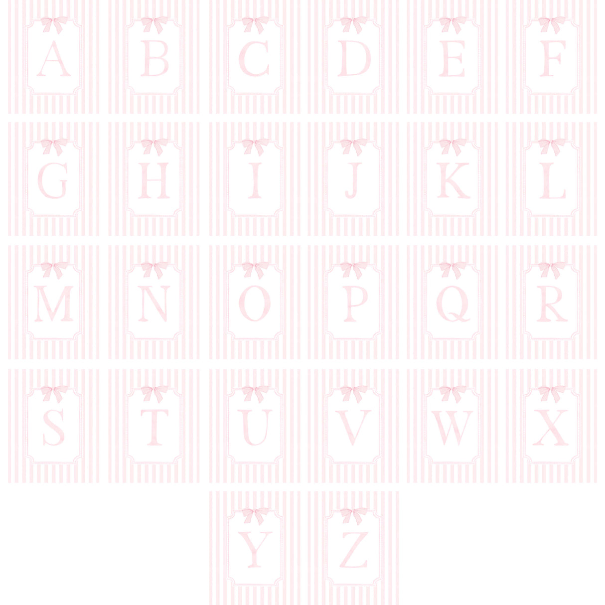 nursery wall art printable with bows and initial letters gallery wall