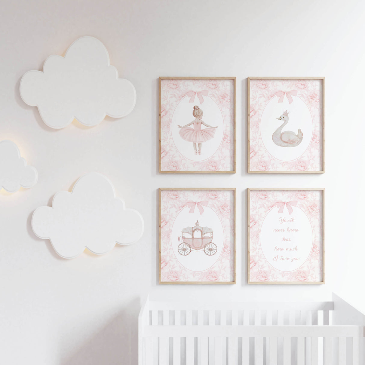 pink printable ballerina wall art baby girl nursery digital download with initial letters