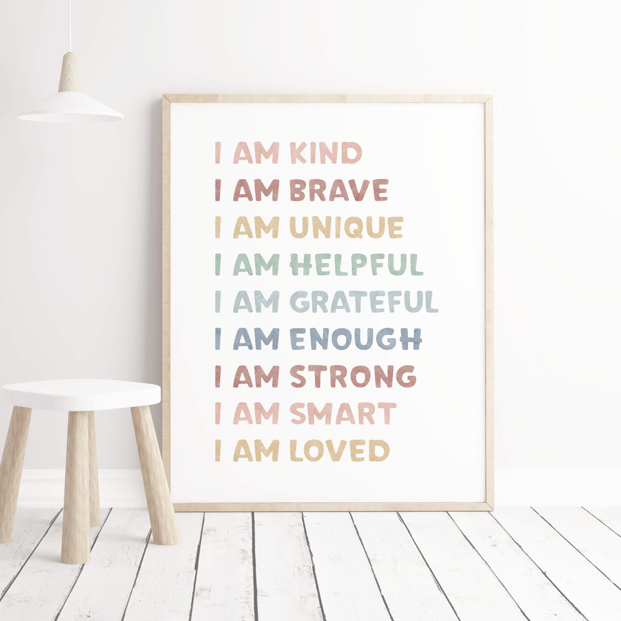 Watercolor affirmation printable for nursery and kids room decor.