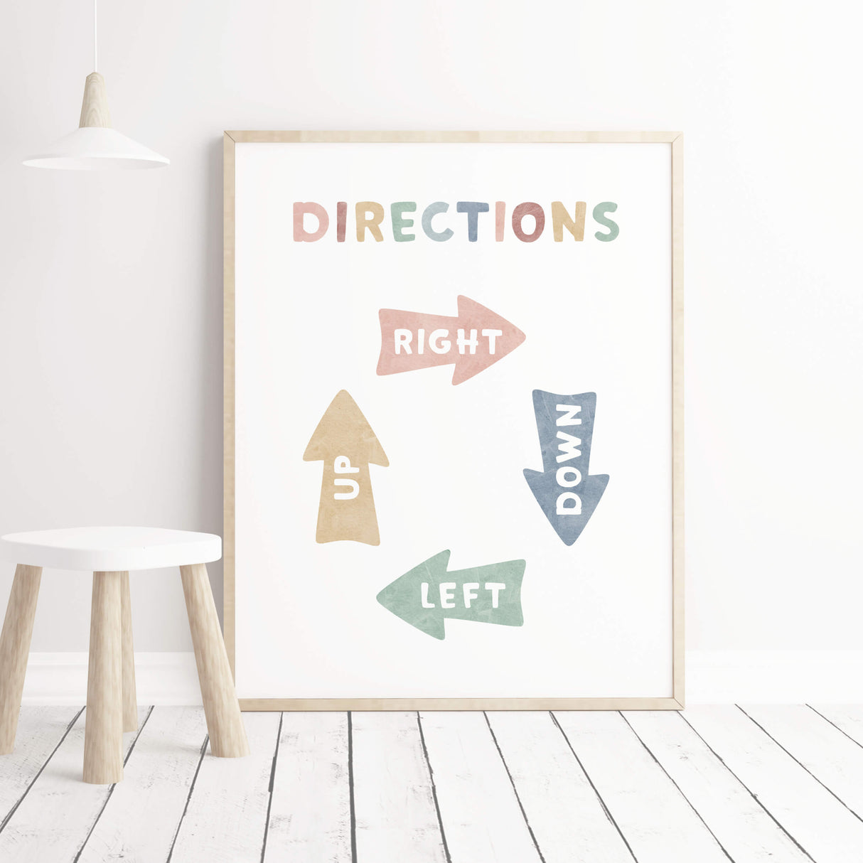 Watercolor directions printable for gender neutral nursery and kids room decor