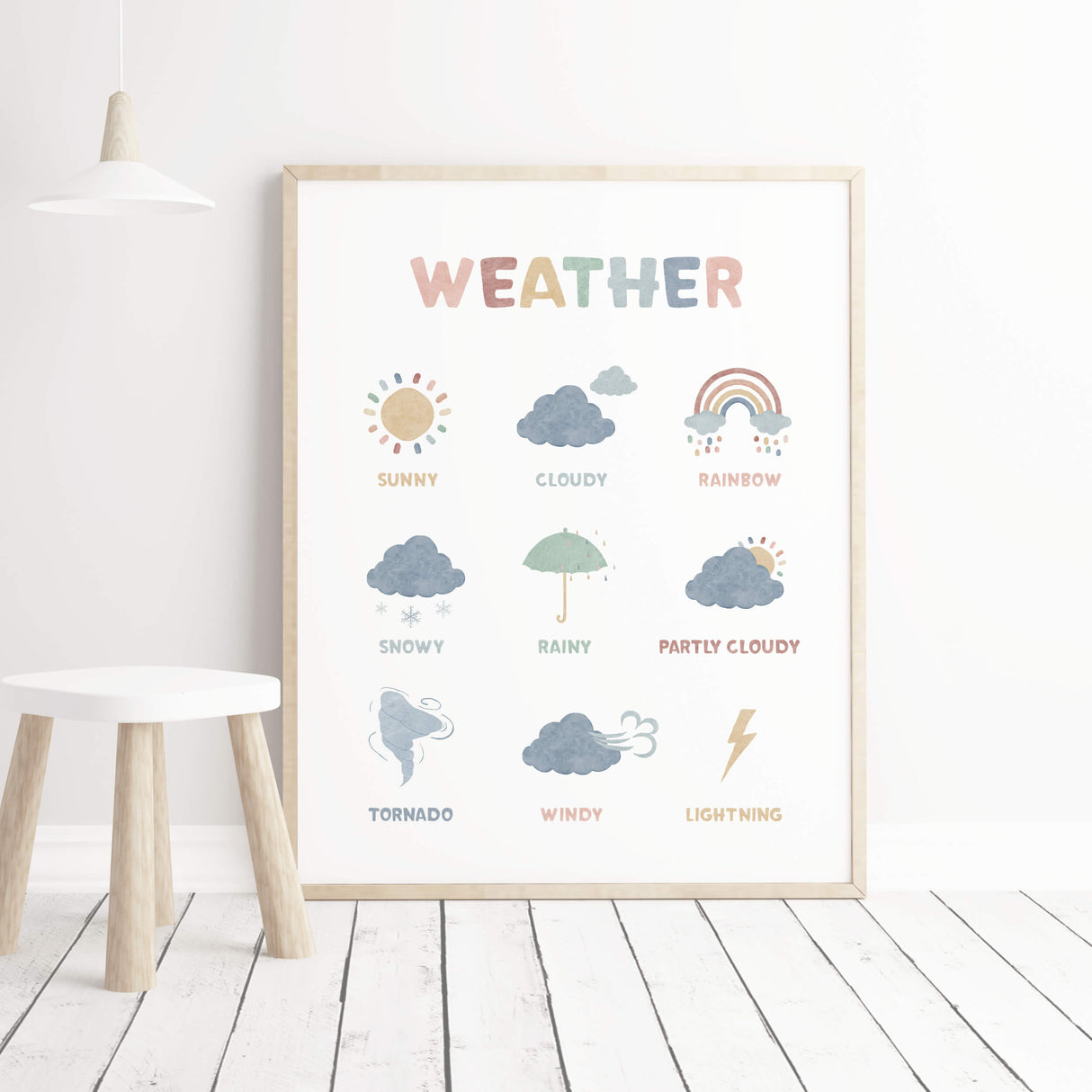 Watercolor weather printable for gender neutral nursery and kids room decorWatercolor months printable for gender neutral nursery and kids room decor